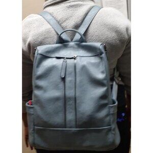 Women Backpack Purse Leather Anti-theft Travel Fashion Shoulder Handbag-Blue